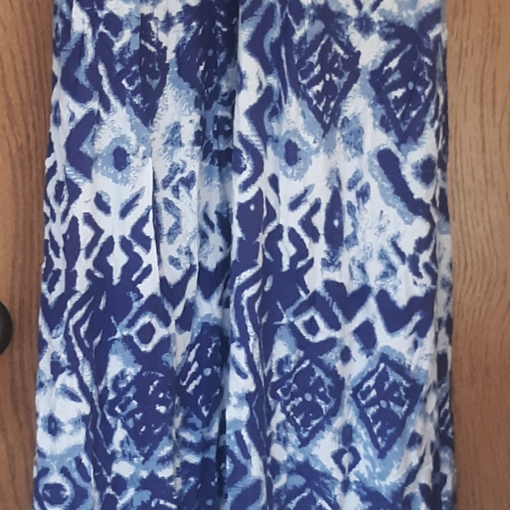 Blue and White Patterned Skirt